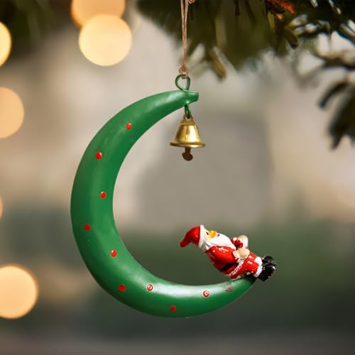 Santa Moon Shape Christmas Pendant Ornament - Festive Decor