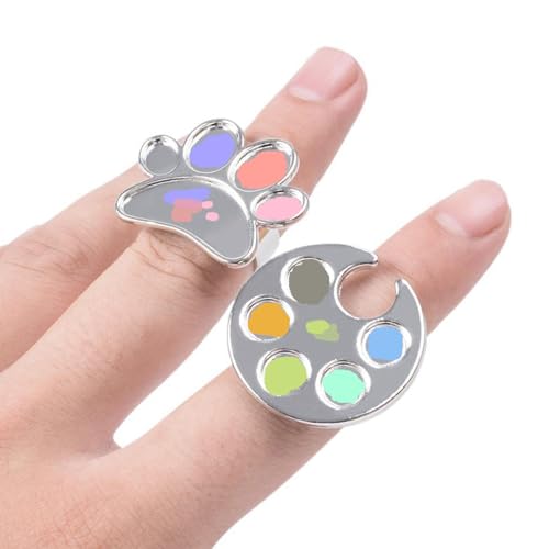 ANNUP 4 Pack Metal Nail Art Palette Finger Rings for Polish Mixing