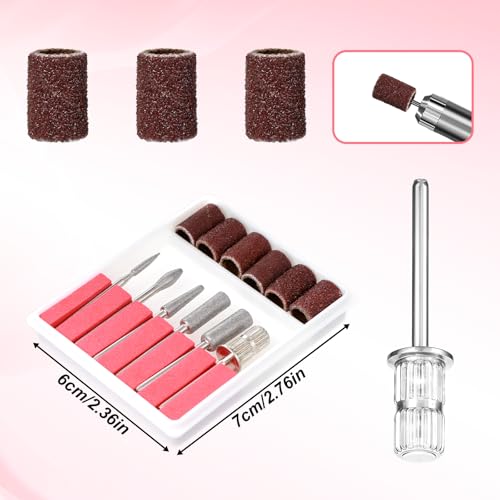 Psyqtsuary 6Pcs Nail Drill Bits Set with Sanding Bands 3/32"