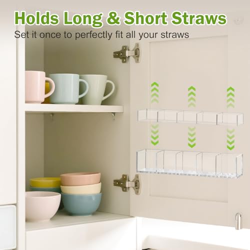 Large Acrylic Straw Holder for Cabinet Door - Space-Saving Organizer