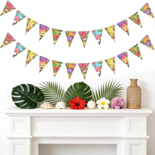 Hawaiian Bunting Banner 39ft - Tropical Party Decorations, 4 Pack