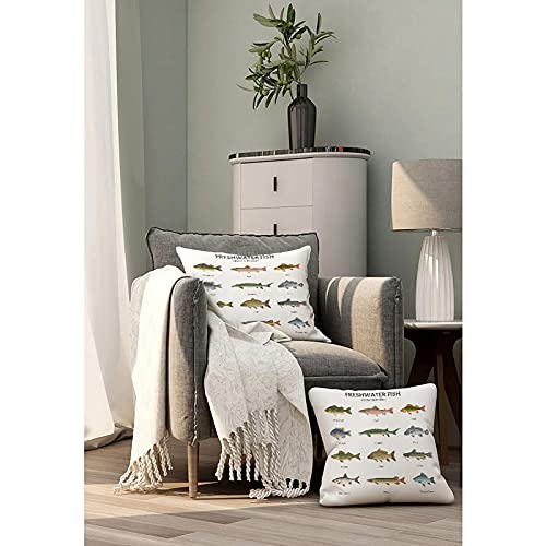 Colorful Lake Fish Throw Pillow Cover 18"x18" – Decorative Linen Case