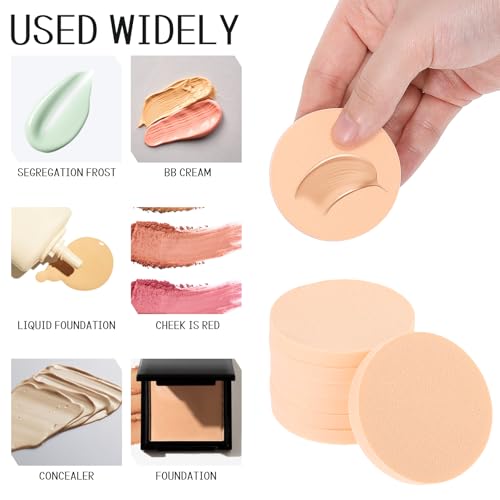 Piriuuo 10-Piece Round Makeup Sponges for Foundation Wet and Dry