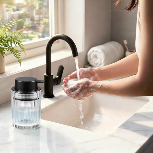 8oz Clear Glass Foaming Hand Soap Dispenser with Black Pump - 1 Pack