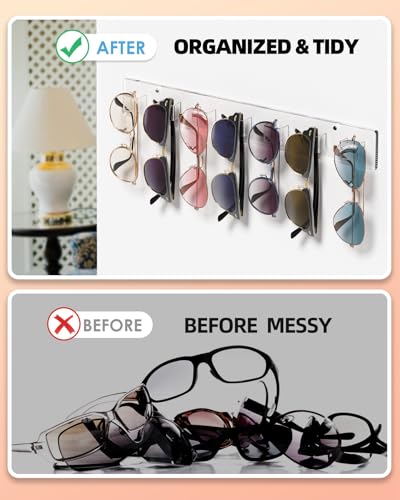 Clear Sunglasses Organizer Wall - 2-Pack Acrylic Eyewear Holder