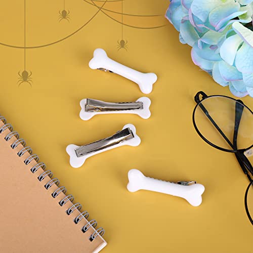 WLLHYF 4-Piece Bone Hair Clips White Plastic Skeleton Hairpins for Cosplay