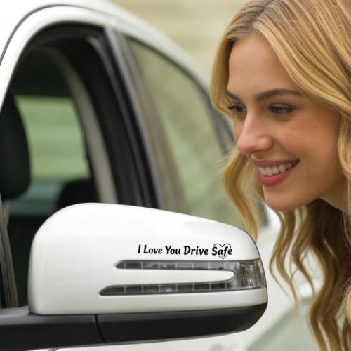 I Love You Drive Safe Rearview Mirror Decals - 4 Pack Waterproof Vinyl Car Stickers