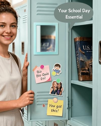 Mymazn Locker Accessories Kit - 2 Magnetic Mirrors & 4 Magnets