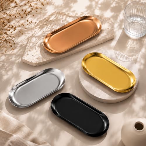 Small Gold Decorative Tray for Jewelry, Perfume & Keys