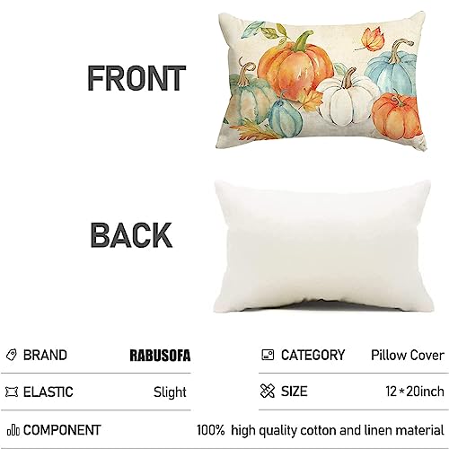 RABUSOFA Fall Pumpkin Pillow Cover, 12x20 Inch Autumn Thanksgiving Decor