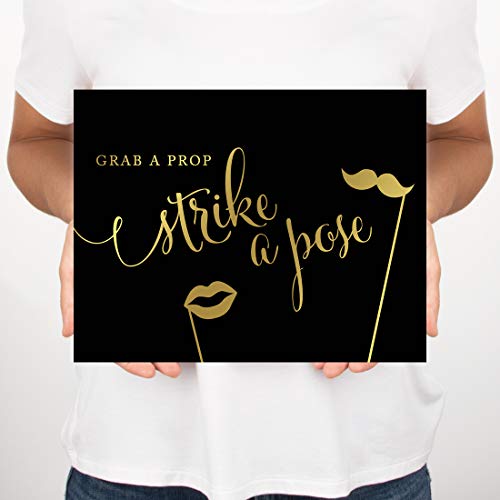 Wedding Photobooth Sign - 8.5x11 Black & Gold Ink - Unframed