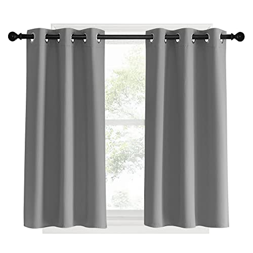 NICETOWN Blackout Curtains 34"x40" - Silver Grey Thermal Grommet Drapes