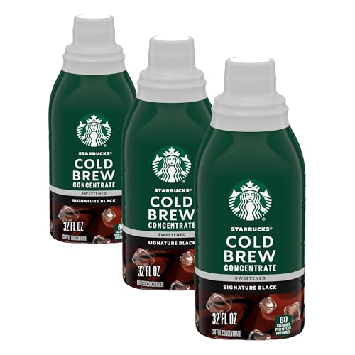 Starbucks Cold Brew Coffee Concentrate, Sweetened Signature Black, 32 Fl Oz (Pack of 3)