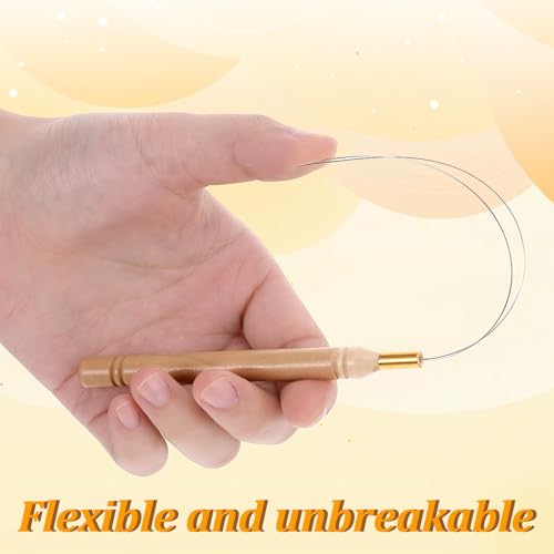 3 Pcs Wooden Hair Extension Loop Needle Kit and Threader Pulling Hook Tool