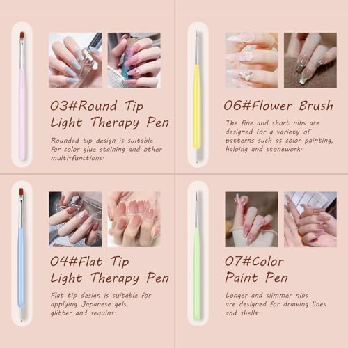 Kootinn 6-Piece Nail Art Brush Set and Gel Design Pen Tool Kit