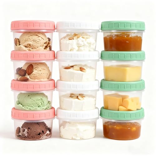 UMETASS 4oz Food Storage Containers with Twist Lids - 12 Pack, Multicolor