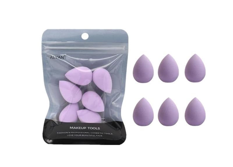 6 Pcs Mini Makeup Sponge Set Purple Small Beauty Blender Sponges