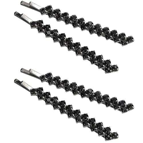 Black Crystal Hair Pins Rhinestone Bobby Pins 2 Pairs