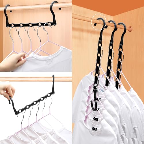 HAOWWLAI 4-Pack Space Saving Clothes Hangers with 5 Holes & Enclosed Slots