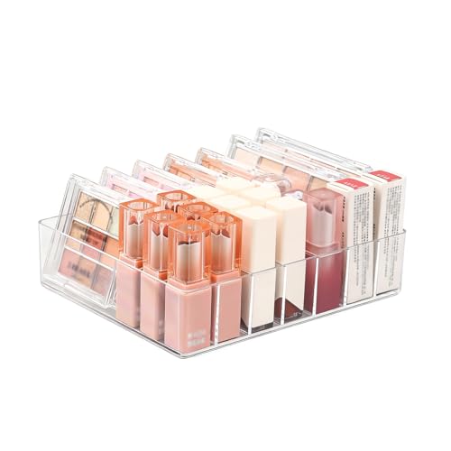 1-Pack Clear Acrylic Makeup Organizer for Eyeshadow & Lipstick