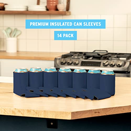 Navy Blue Beer Can Cooler Sleeves 14-Pack - Insulated & HTV Friendly