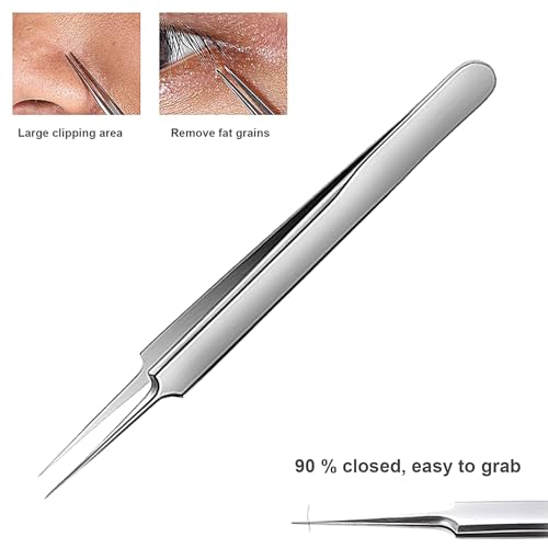 Blackhead Tweezers and Pimple Popper Tool Kit 3-Piece Stainless Steel