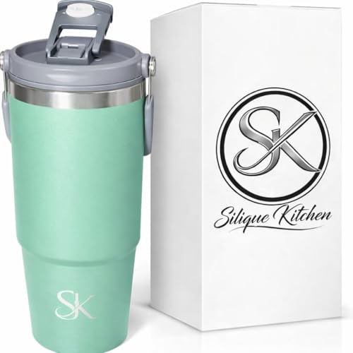 Silique Kitchen 30oz Vacuum Insulated Tumbler with Handle - Green