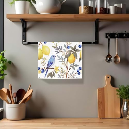 Watercolor Lemon & Bluebird Kitchen Towel - 16x24 inch