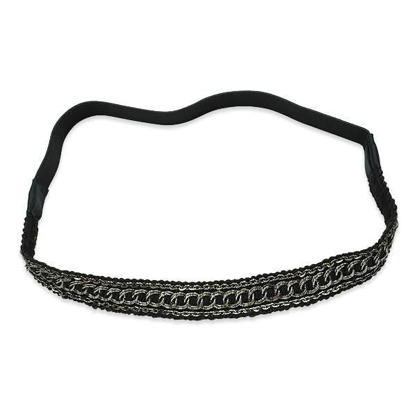 Expo International Chain Design Stretch Headband Black Silver