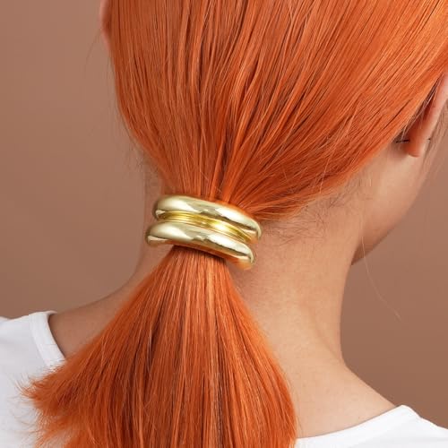 Veloshine Gold Hair Ties Metal Geometric Hair Cuffs for Thick Hair