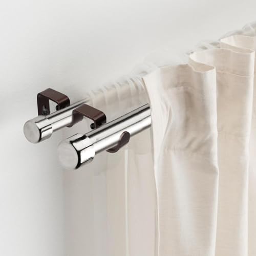 Shonmogar Brown Double Curtain Rod Bracket 2 Pack Heavy Duty Wall Mount for Bedroom & Living Room