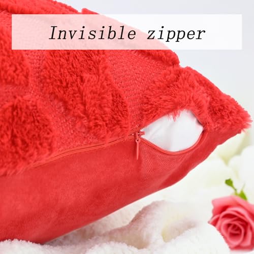 Aolime Valentine's Day Red Heart Pillow Covers, 18x18 Set of 2