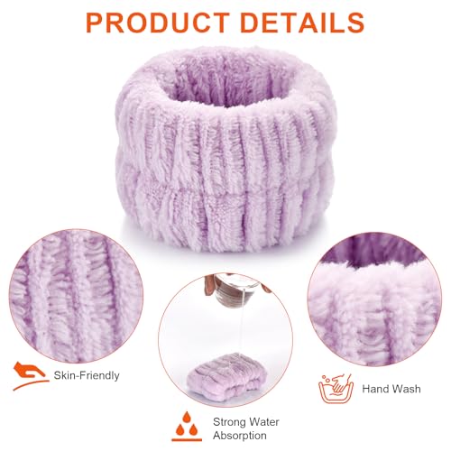 Wteehn 6 Pcs Absorbent Face Wash Wristbands for Skincare and Makeup