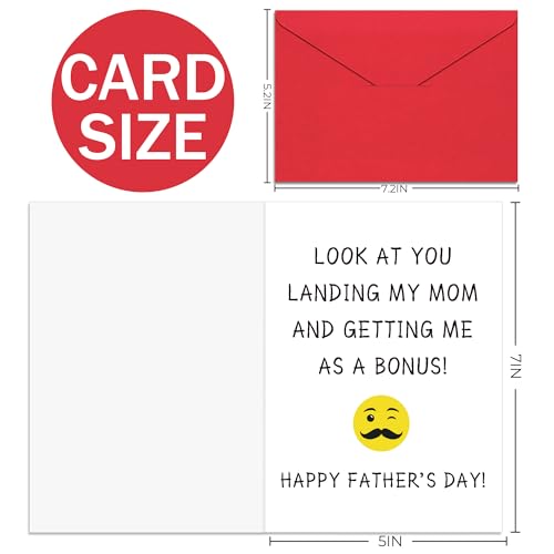Funny Step Dad Father's Day Card with Premium Red Envelope