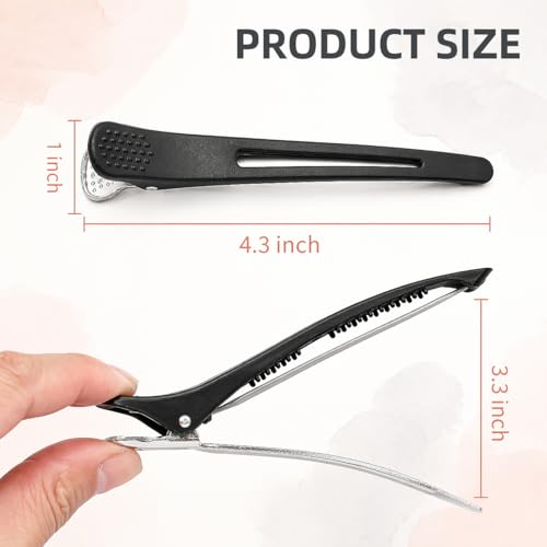 Hair Sectioning Clips 6-Pack No Crease Duck Bill Clips Black