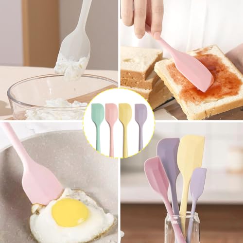 LEKAYIHU Mini Silicone Spatulas - 4 Pack, Heat Resistant, Non-Stick
