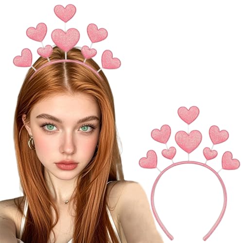 Pink Glitter Heart Headband for Valentine's Day Party Hair Accessories