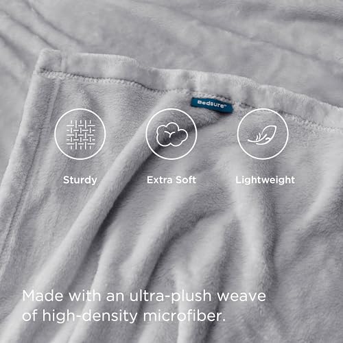 Bedsure GentleSoft Kids Fleece Blanket, Light Grey, 43x55 Inches