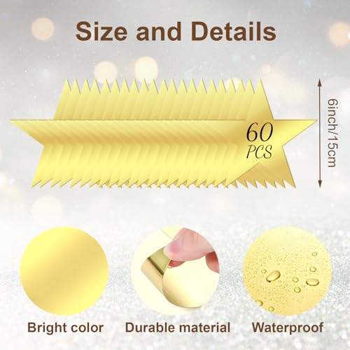 60 Pcs 6-Inch Double Printed Gold Star Cutouts for Decorations