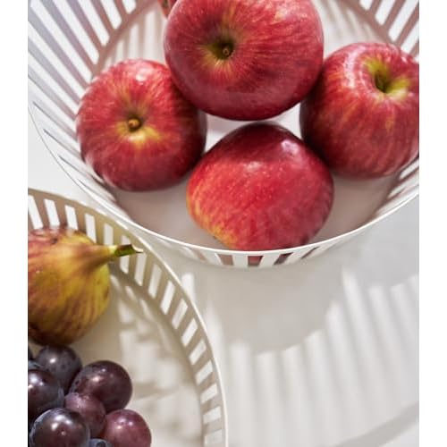 Yamazaki Home Tower Striped Steel Fruit Basket ? Kitchen Storage Produce Holder
