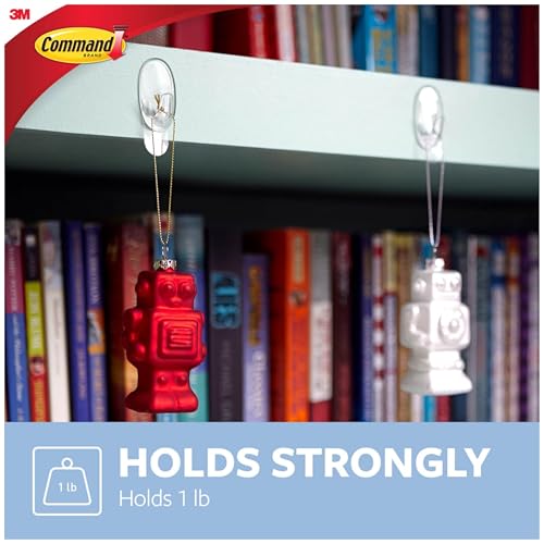 Command Small Clear Adhesive Wall Hooks, Damage-Free Hanging, 2-Pack
