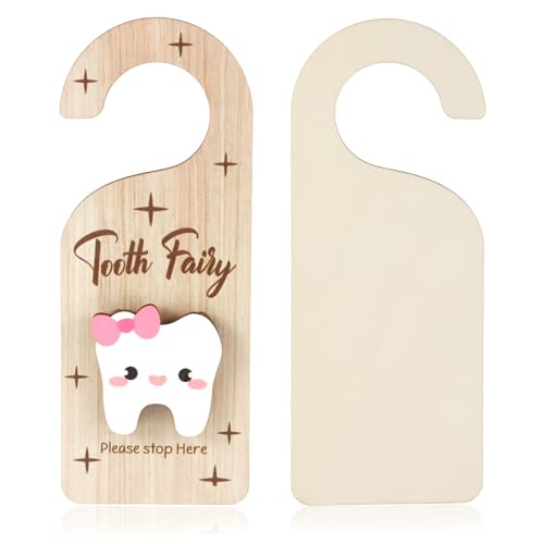 PEUTIER Wooden Tooth Door Hanger & Lost Tooth Keepsake Box for Kids
