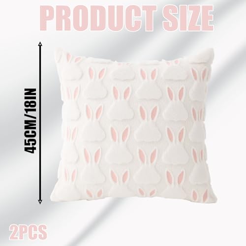 Bunny Throw Pillow Covers Set of 2 | 18x18 Inch Easter Decor
