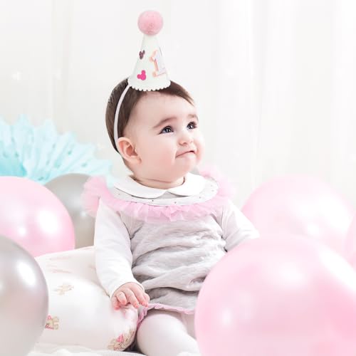 Pink Mouse Birthday Hat for Girls - 1st Birthday Cake Smash Photo Prop