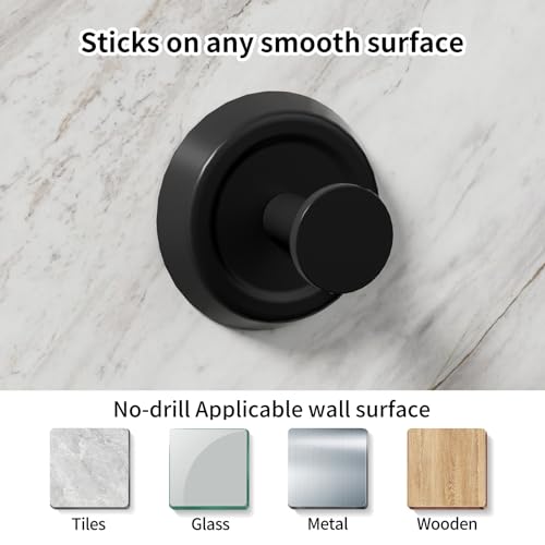 Rixarts Heavy Duty Suction Cup Hooks for Shower Bathroom, 2 Pack Black