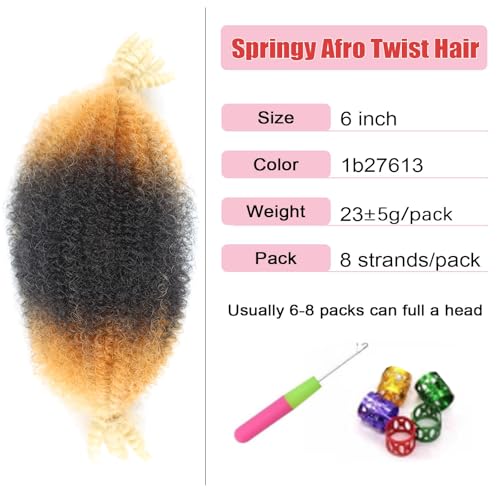 Springy Afro Twist Hair 6 Inch 7 Packs Pre-Fluffed Marley Hair
