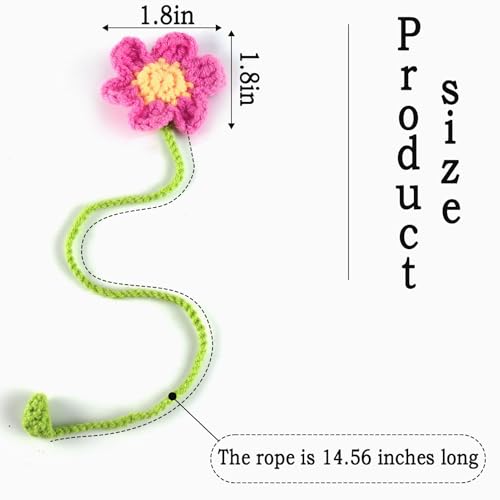 TUCEWP Handmade Crochet Pink Flower Bookmark for Book Lovers and Readers