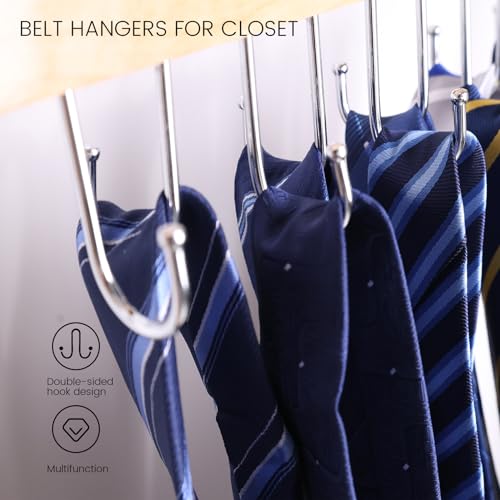 JOHOUSE Wooden Belt Organizer for Closet - Holds 42 Belts & Accessories