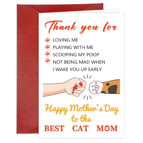 Funny Cat Mom Mother's Day Card with Envelope - Perfect Gift