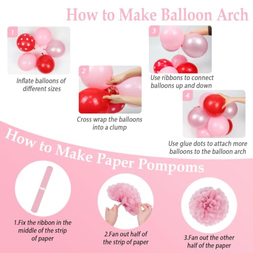 Strawberry Birthday Party Decorations Kit with Balloons & Pompoms